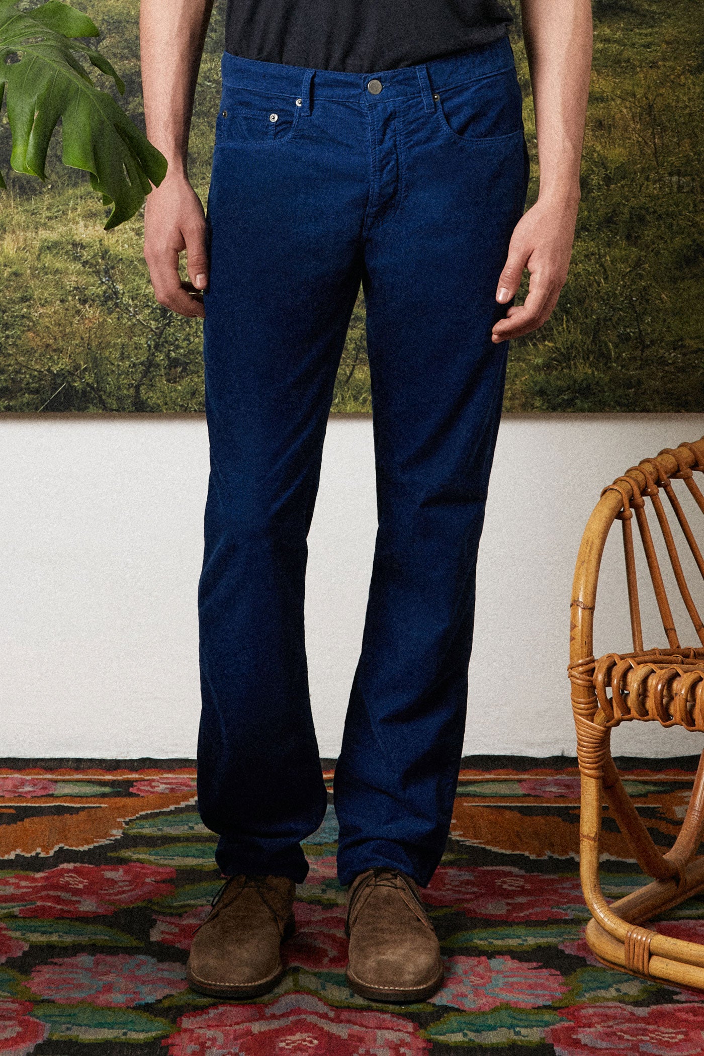 ALUNGA - Corduroy – massaua blue five-pocket Alba - trousers Massimo