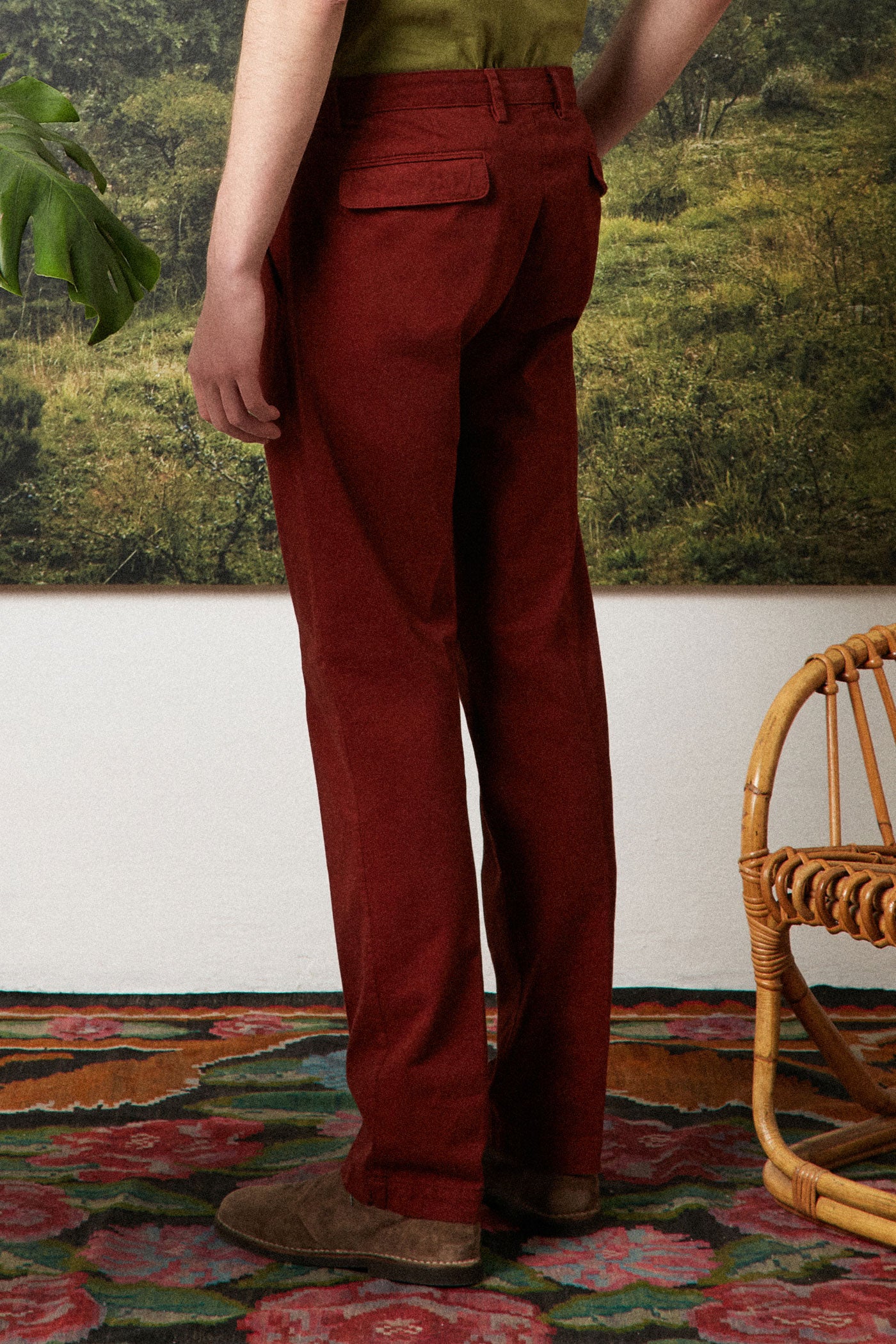 O'Connell's Vintage Embroidered Corduroy Trousers - Fishing Flies on Rust -  Men's Clothing, Traditional Natural shouldered clothing, preppy apparel