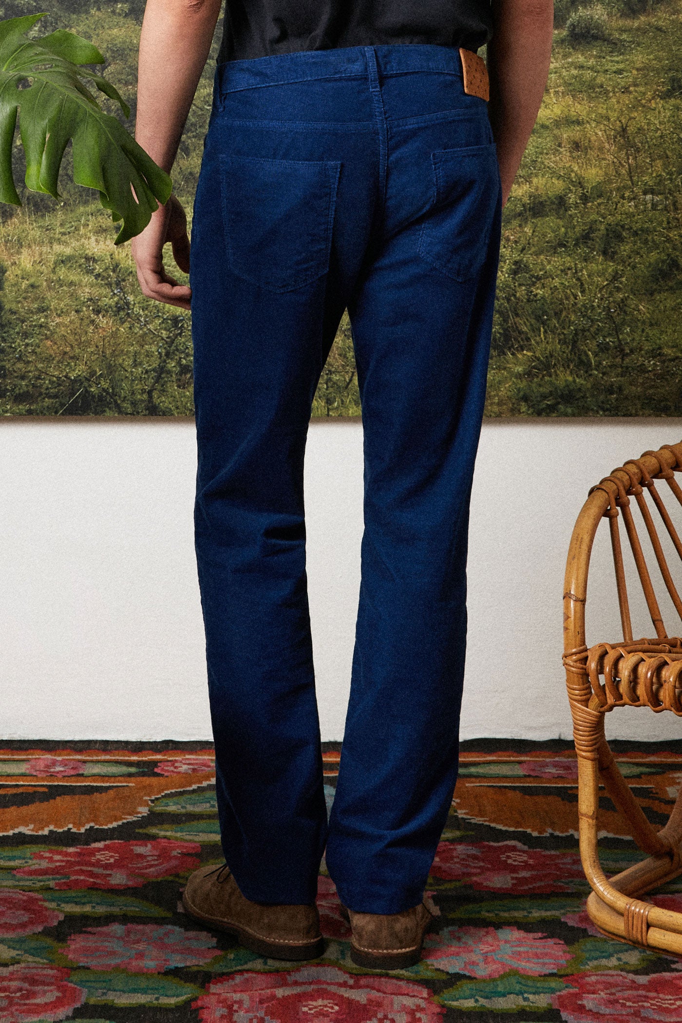 ALUNGA - Corduroy five-pocket trousers - blue massaua – Massimo Alba